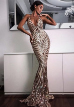 Summer Pink Sequins Straps Long Mermaid Evening Dress Summer Pink Sequins Straps Long Mermaid Evening Dress