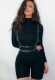 Women Spring Black Long Sleeves Basic Rompers