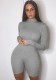 Women Spring Grey Long Sleeves Basic Rompers