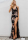 Sequins Floral Straps Slit Evening Dress