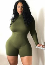Women Spring Green Long Sleeves Basic Rompers
