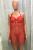 Sexy Red Lace with Bow-Tie Babydoll Lingerie