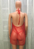 Sexy Red Lace with Bow-Tie Babydoll Lingerie
