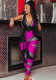 Women Summer Rose Sexy V-neck Sleeveless Leopard Print Contrast Belted Full Length Skinny Jumpsuit