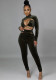 Women Spring Green Sexy Long Sleeves Solid Velvet Hollow Out Jumpsuit