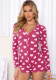 Women Spring Printed Cute V-neck Full Sleeves Heart Pint Skinny Rompers
