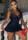 Women Summer Blue Sexy Strap Jeans Romper