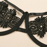 Women Summer Black Sexy Solid Lace Hollow Out Sexy Bra Set