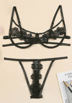 Women Summer Black Sexy Solid Lace Hollow Out Sexy Bra Set Women Summer Black Sexy Solid Lace Hollow Out Sexy Bra Set