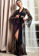 Women Summer Black Lace Long Robe Nightgowns