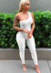 Women Summer White Sexy One Shoulder Sleeveless Solid Full Length Skinny Jumpsuit