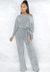 Women Spring Grey Formal Slash Neck Full Sleeves Solid Belted Jumpsuit