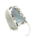 Women Elegant Golden Evening Dinner Tassels Rhinestone Love Shape Handbag