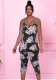 Women Summer Printed Casual Strap Floral Print Skinny Jumpsuit