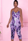 Women Summer Printed Casual Strap Camo Skinny Jumpsuit