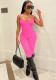 Women Summer Rose Sexy Strap Solid Skinny Jumpsuit