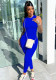 Women Summer Blue Casual O-Neck Sleeveless Solid Jumpsuit