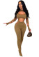Women Summer Khaki Sexy O-Neck Full Sleeves Solid Hollow Out Full Length Skinny Jumpsuit