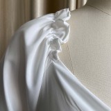 Women Spring White Casual V-neck Sleeveless High Waist Solid Cascading Ruffle Loose Plus Size Two Piece Pants Set