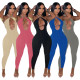 Women spring and summer halter neck backless hip lift sports jumpsuit