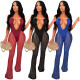 women's clothing mesh nightclub halter neck perspective mesh sexy jumpsuit