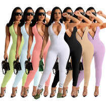 elastic small ribbed zipper ladies jumpsuit elastic small ribbed zipper ladies jumpsuit