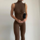 Spring/Summer Women's Sexy Solid Color Sleeveless Backless Sports Fitness Yoga Jumpsuit Women