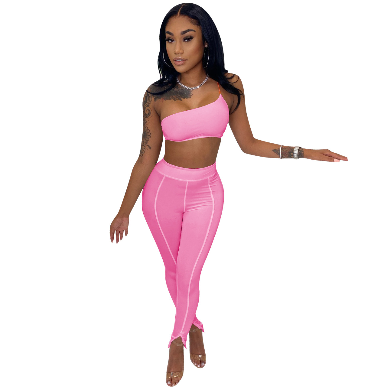 Women's Sling Tube Slit Hem Tracksuit