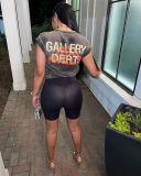 Solid Color Letter Print Fashion Short T-Shirt