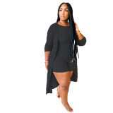 Fashion casual women's clothing Ribbed jumpsuitb + cape two-piece set