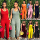 Sexy Round Neck Sleeveless Wide Leg Nightclub Jumpsuit