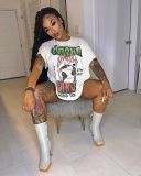 Solid Color Letter Print Fashion Short T-Shirt