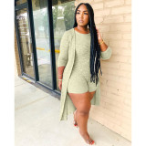 Fashion casual women's clothing Ribbed jumpsuitb + cape two-piece set