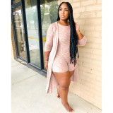 Fashion casual women's clothing Ribbed jumpsuitb + cape two-piece set