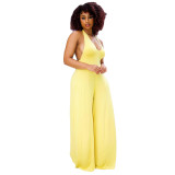 Women Summer Sexy Loose Sleeveless Backless Jumpsuit