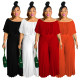 Women Fashion Pleated Solid Color Elegant Casual Jumpsuit