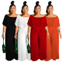Women Fashion Pleated Solid Color Elegant Casual Jumpsuit Women Fashion Pleated Solid Color Elegant Casual Jumpsuit