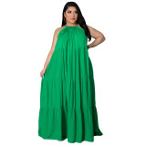 Women Summer Casual Straps Sleeveless Solid Color Swing Dress
