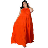 Women Summer Casual Straps Sleeveless Solid Color Swing Dress