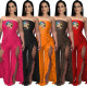 Women Summer  Printed Wrap Chest Ruffle Jumpsuit