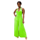 Women Summer Sexy Loose Sleeveless Backless Jumpsuit