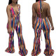 Women's Spring/Summer Thin Fashion Print Loose Flared Trousers Jumpsuit