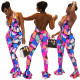 Women's Sexy Fashion Print Open Back Wide Leg Jumpsuit