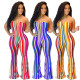 Women's Sexy Print Flared V-Neck Tube Top Jumpsuit