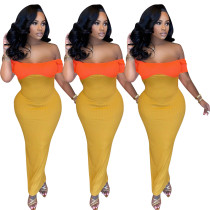 Women's Colorblock Sexy Backless Dress Women's