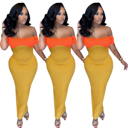 Women's Colorblock Sexy Backless Dress Women's