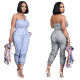 Ladies Striped Bandeau Jumpsuit