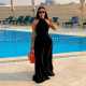 Women's summer wide leg pants sexy halter neck big open back high waist casual culottes