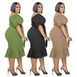 plus size women's cute fishtail dress