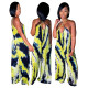 Women's Tie Dye Print Sling Loose Backless Sleeveless Sexy Jumpsuit